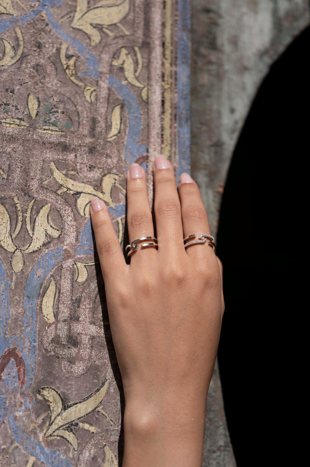 ROOTS DUET RING HALF PAVÉ- S