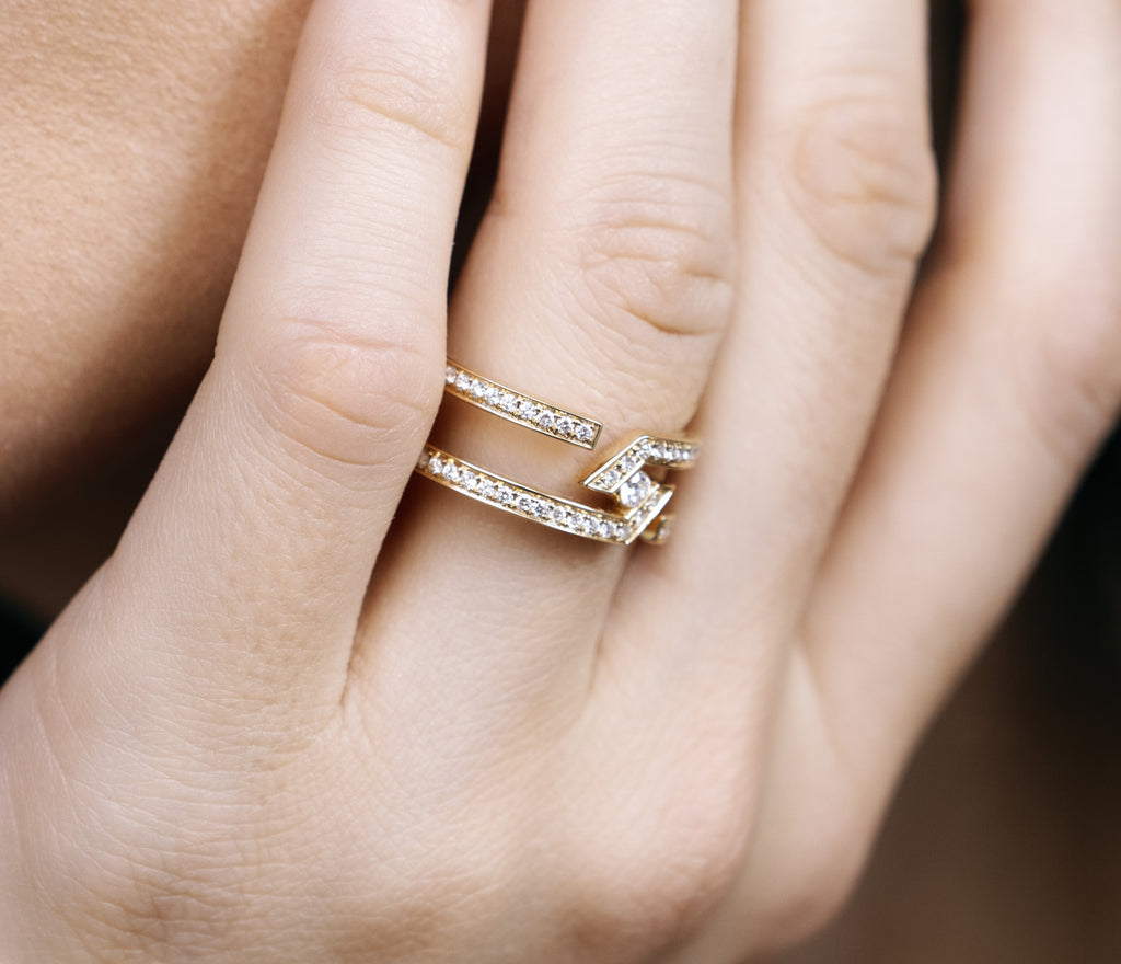 ROOTS DUET RING PAVÉ - L