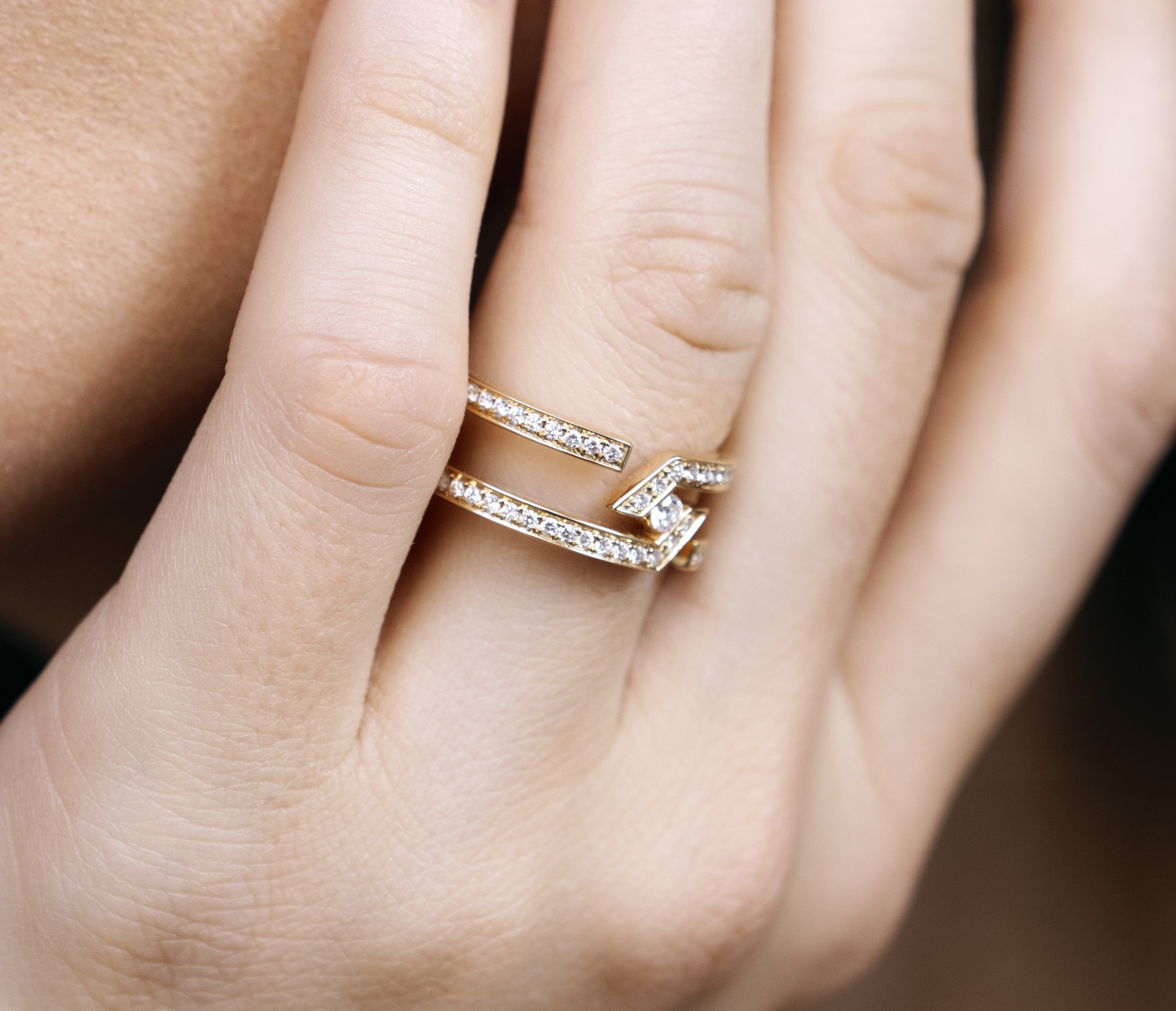 ROOTS DUET RING PAVÉ - L
