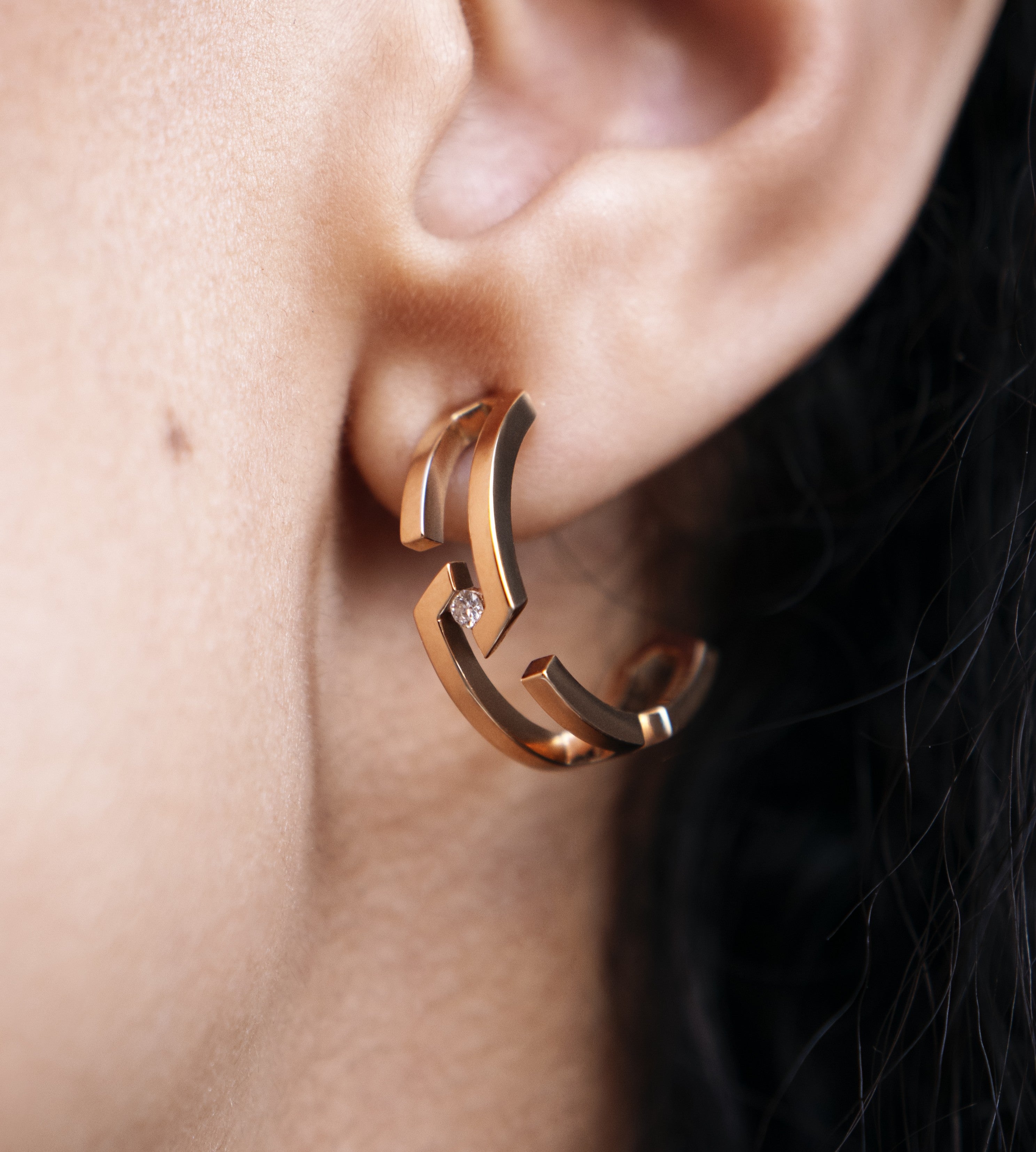 ROOTS DUET ACCENT HOOP EARRINGS