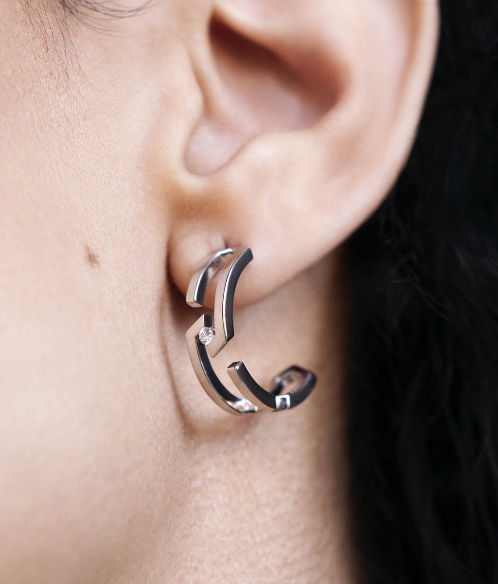 ROOTS DUET ACCENT HOOP EARRINGS